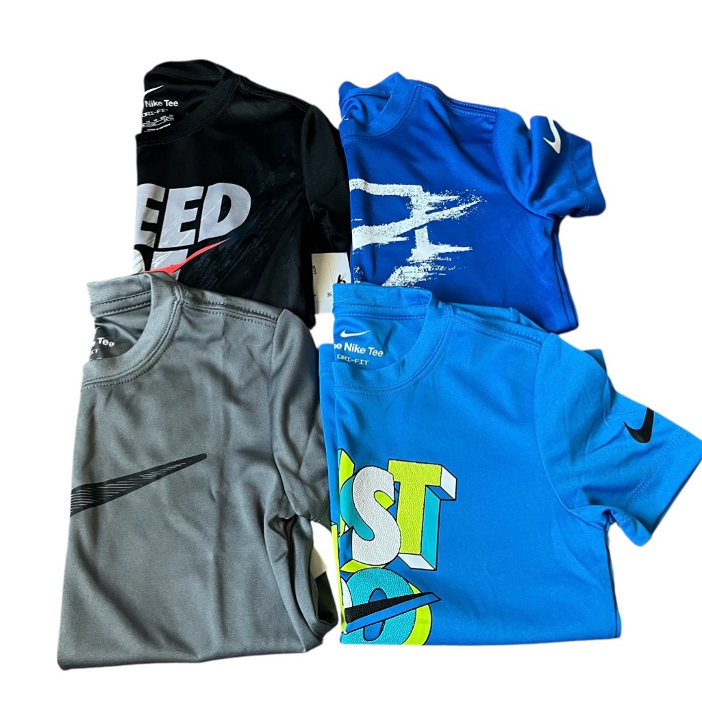 Nike Boys Athletic Graphic T-Shirt Bundle Lot Of 4 Black, Gray, Blue Size 4 New